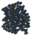 50 6mm Opaque Black AB Round Glass Beads